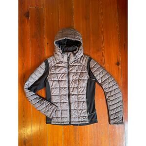 Kerrits Women’s Small Hooded Quilted Equestrian Riding Jacket Taupe Grey